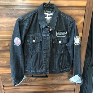 Black denim jacket with Star Wars patches